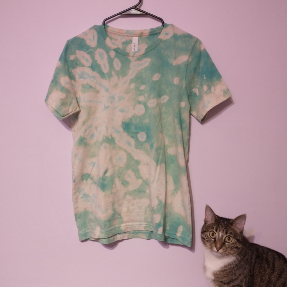 Bleach dyed turquoise t shirt